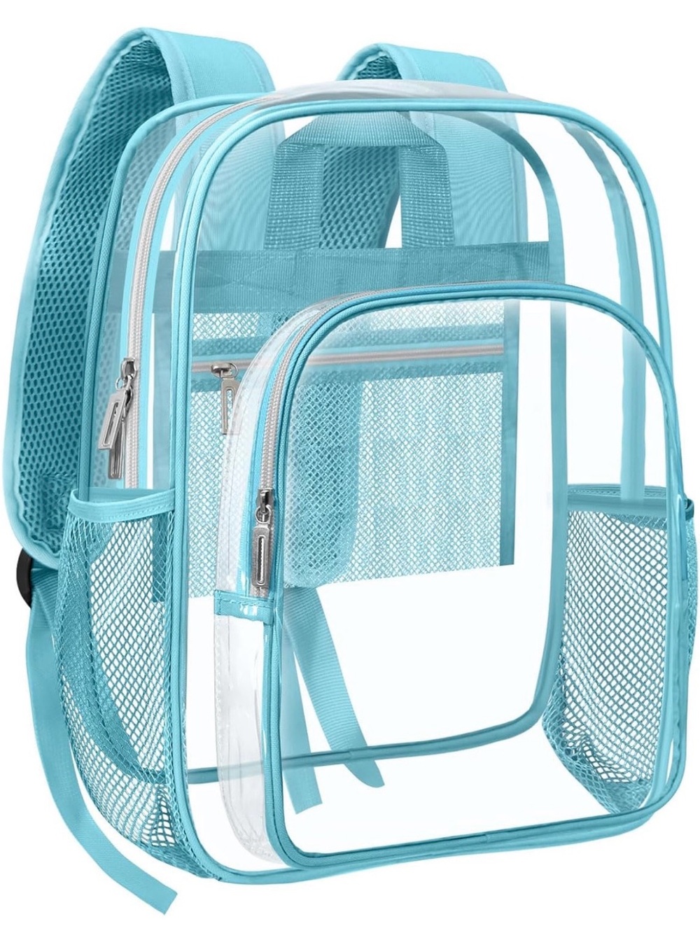 Clear Backpack Blue TPU Transparent School Travel Work Bag Large Capacity